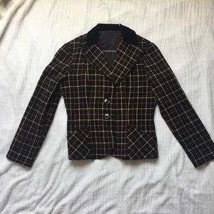 Women's Black Plaid Blazer with Yellow & Red Windowpane